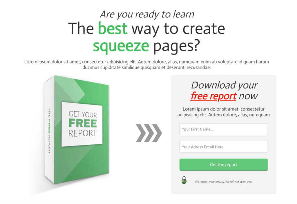 Free landing page example 2: Offering a Free Ebook