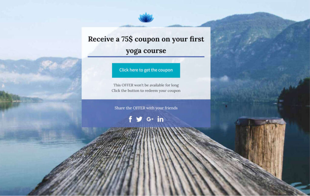 Free landing page example 3 A direct Promotion Offer